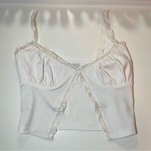 Heavenly West White Lace Trim Top